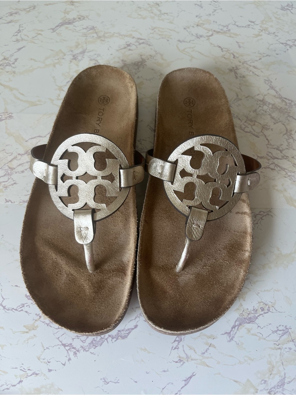 Tory Burch Miller Cloud Gold Sandals